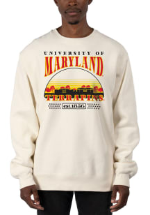 Uscape Maryland Terrapins Mens White Stars Heavyweight Long Sleeve Crew Sweatshirt