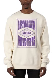 Uscape Northwestern Wildcats Mens White Heavyweight Poster Long Sleeve Crew Sweatshirt