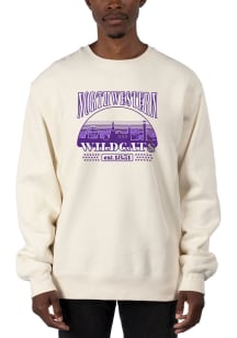 Uscape Northwestern Wildcats Mens White Stars Heavyweight Long Sleeve Crew Sweatshirt