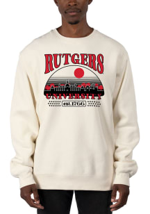Uscape Rutgers Scarlet Knights Mens White Stars Heavyweight Long Sleeve Crew Sweatshirt