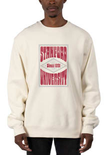 Uscape Stanford Cardinal Mens White Heavyweight Poster Long Sleeve Crew Sweatshirt