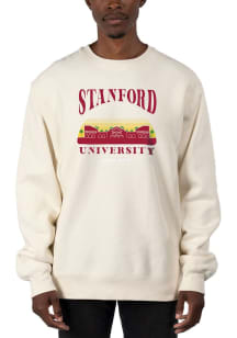 Uscape Stanford Cardinal Mens White Stars Heavyweight Long Sleeve Crew Sweatshirt