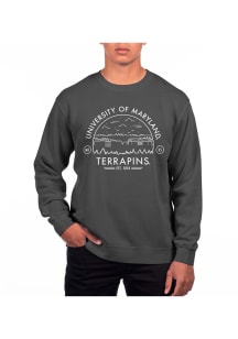Uscape Maryland Terrapins Mens Black Pigment Dyed Voyager Long Sleeve Crew Sweatshirt