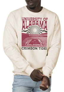 Uscape Alabama Crimson Tide Mens White Premium Heavyweight Sunburst Long Sleeve Crew Sweatshirt