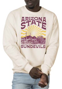 Uscape Arizona State Sun Devils Mens White Premium Heavyweight Sunburst Long Sleeve Crew Sweatshir..
