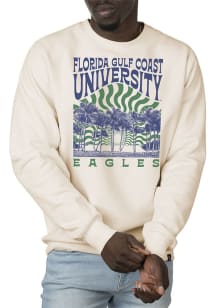 Uscape Florida Gulf Coast Eagles Mens White Premium Heavyweight Sunburst Long Sleeve Crew Sweatshi..