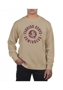 Uscape Florida State Seminoles Mens Tan Pigment Dyed Radial Long Sleeve Crew Sweatshirt