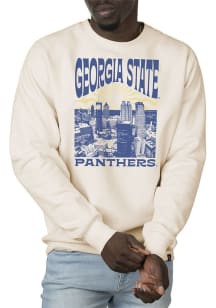 Uscape Georgia State Panthers Mens White Premium Heavyweight Sunburst Long Sleeve Crew Sweatshirt