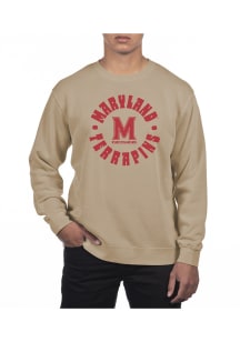 Uscape Maryland Terrapins Mens Tan Pigment Dyed Fleece Long Sleeve Crew Sweatshirt