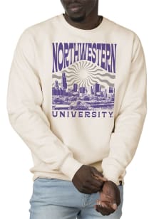 Uscape Northwestern Wildcats Mens White Premium Heavyweight Sunburst Long Sleeve Crew Sweatshirt
