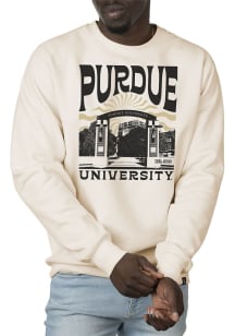 Uscape Purdue Boilermakers Mens White Premium Heavyweight Sunburst Long Sleeve Crew Sweatshirt