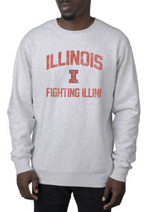 Uscape Illinois Fighting Illini Mens Grey Premium Heavyweight Long Sleeve Crew Sweatshirt