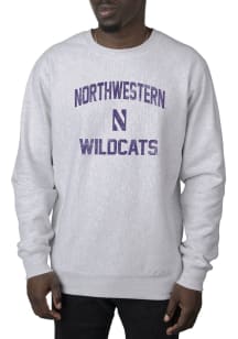 Uscape Northwestern Wildcats Mens Grey Premium Heavyweight Vintage Long Sleeve Crew Sweatshirt