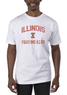 Uscape Illinois Fighting Illini White Dyed Vintage Logo Short Sleeve T Shirt