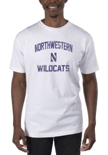 Uscape Northwestern Wildcats White Dyed Vintage Logo Short Sleeve T Shirt
