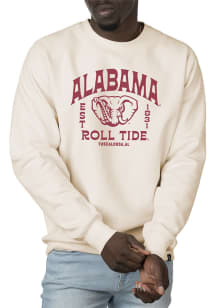 Uscape Alabama Crimson Tide Mens White Premium Wilder Heavyweight Long Sleeve Crew Sweatshirt