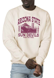 Uscape Arizona State Sun Devils Mens White Premium Wilder Heavyweight Long Sleeve Crew Sweatshirt