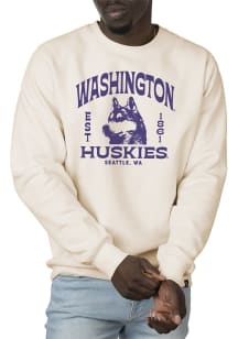 Uscape Washington Huskies Mens White Premium Wilder Heavyweight Long Sleeve Crew Sweatshirt