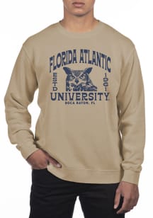 Uscape Florida Atlantic Owls Mens Tan Pigment Dyed Wilder Long Sleeve Crew Sweatshirt