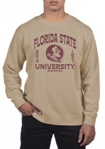 Uscape Florida State Seminoles Mens Tan Pigment Dyed Wilder Long Sleeve Crew Sweatshirt