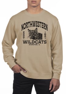 Uscape Northwestern Wildcats Mens Tan Pigment Dyed Wilder Long Sleeve Crew Sweatshirt