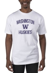 Uscape Washington Huskies White Dyed Vintage Logo Short Sleeve T Shirt