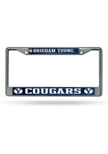 BYU Cougars Decal Chrome License Plate Frame - Silver