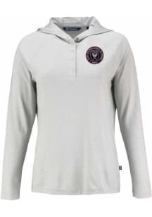 Cutter and Buck Inter Miami CF Womens Grey Coastline Eco Hooded Sweatshirt