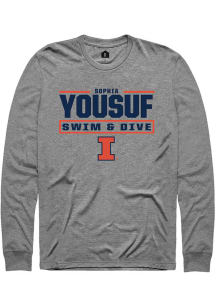 Sophia Yousuf Illinois Fighting Illini Graphite NIL Stacked Box Long Sleeve Player T Shirt