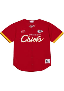 Mitchell and Ness Kansas City Chiefs Mens Red Head Coach Baseball Jersey