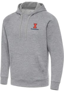 Antigua Illinois Fighting Illini Mens Grey Victory Engineering Long Sleeve Hoodie