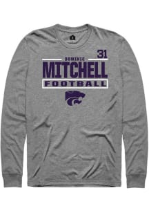 Dominic Mitchell K-State Wildcats Graphite Football NIL Stacked Box Long Sleeve Player T Shirt