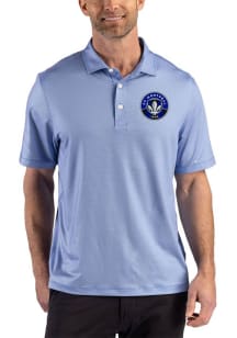Cutter and Buck Montreal Impact Mens Blue Lattice Short Sleeve Polo