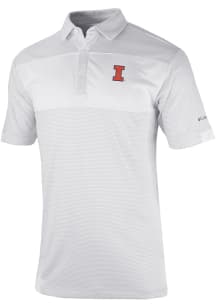 Columbia Illinois Fighting Illini Mens White Heat Seal Omni Wick Total Control Short Sleeve Polo