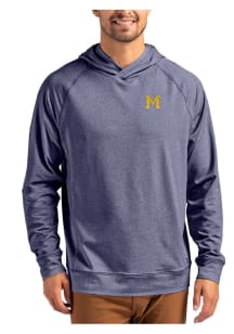 Cutter and Buck Michigan Wolverines Mens Navy Blue Vault Adapt Knit Hood Long Sleeve Hoodie