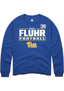 Emory Fluhr Pitt Panthers Mens Blue Football NIL Stacked Box Player Crew