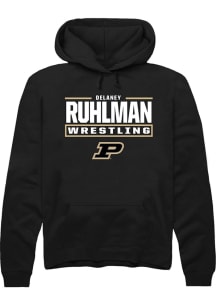Delaney Ruhlman Purdue Boilermakers Mens Black NIL Stacked Box Player Hood