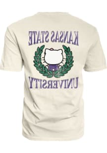 Blue 84 K-State Wildcats Womens Ivory Hello Two Ways Short Sleeve T-Shirt