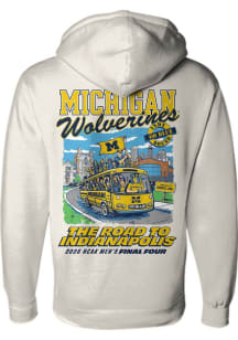 Something Inked Michigan Wolverines Mens Ivory 2026 Men's Basketball Final Four Bound Bus Long Sle..