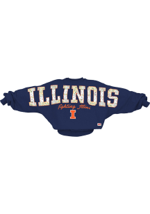 Pressbox Illinois Fighting Illini Womens Navy Blue Hilda Flannigan Crew Sweatshirt