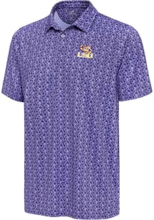 Antigua LSU Tigers Mens Purple Collage Short Sleeve Polo