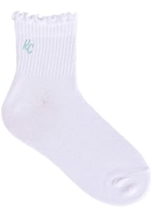 Kansas City KC White Ruffle  Womens Crew Socks
