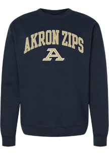 Summit Sportswear Akron Zips Mens Navy Blue Arch Mascot Long Sleeve Crew Sweatshirt