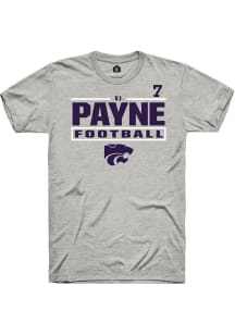 VJ Payne  K-State Wildcats Ash Rally NIL Stacked Box Short Sleeve T Shirt