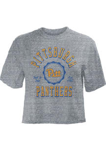 Pressbox Pitt Panthers Womens Grey Bishop Crop Crew Neck Short Sleeve T-Shirt