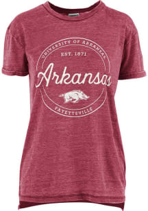 Pressbox Arkansas Razorbacks Womens Crimson Ella Seal Short Sleeve T-Shirt