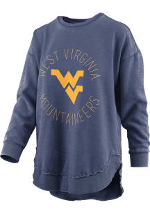 Pressbox West Virginia Mountaineers Womens Navy Blue Bakersfield Crew Sweatshirt