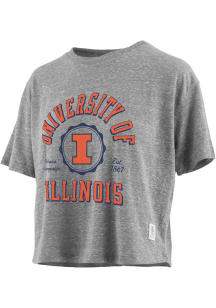 Pressbox Illinois Fighting Illini Womens Grey Bishop Short Sleeve T-Shirt