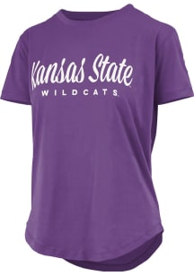 Pressbox K-State Wildcats Womens Purple Rounded Bottom Aleena Short Sleeve T-Shirt