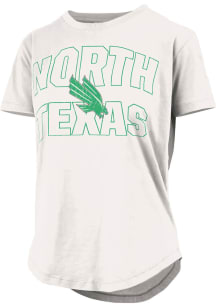 Pressbox North Texas Mean Green Womens White Rounded Bottom Maxine Short Sleeve T-Shirt